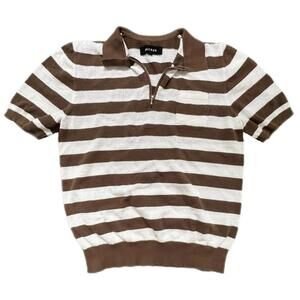 PacSun Knit Open Sweater with Brown &‎ White Stripes - XL